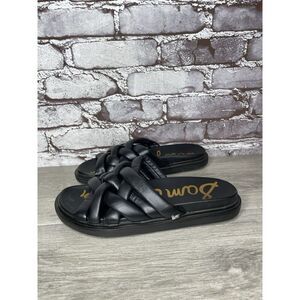 Sam Edelman Vaugn Black Leather Braid Casual Slides Sandals Women Sz 7M US/38EU